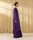 Women's Unstitched Fine Cotton Satin Embroidered Purple 3 Piece Suit